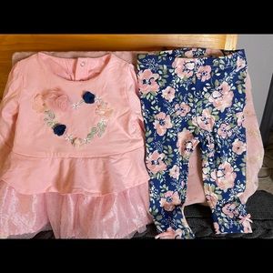 Baby Starters Outfit Floral pink with leggings 6 months